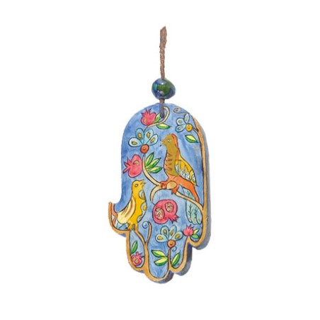 Yair Emanuel Small Hand Painted Wood Wall Hamsa... | Hamsas by Emanuel