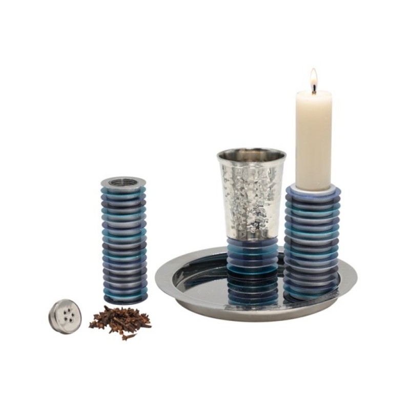Yair Emanuel Contemporary 4 Piece Havdalah Set Stac... | Havdalah Sets