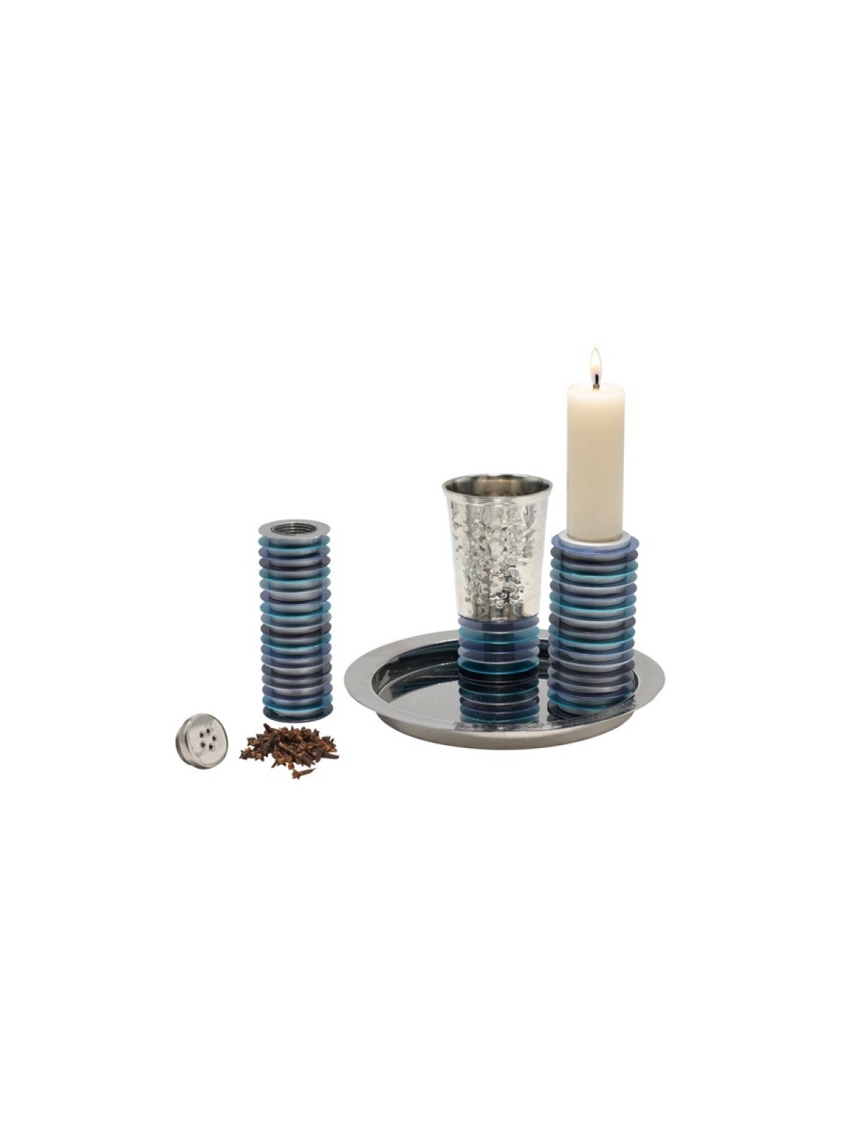 Yair Emanuel Contemporary 4 Piece Havdalah Set Stac... | Havdalah Sets
