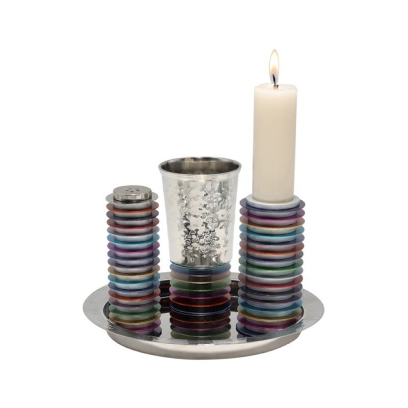 Yair Emanuel Contemporary 4 Piece Havdalah Set Stac... | Havdalah Sets