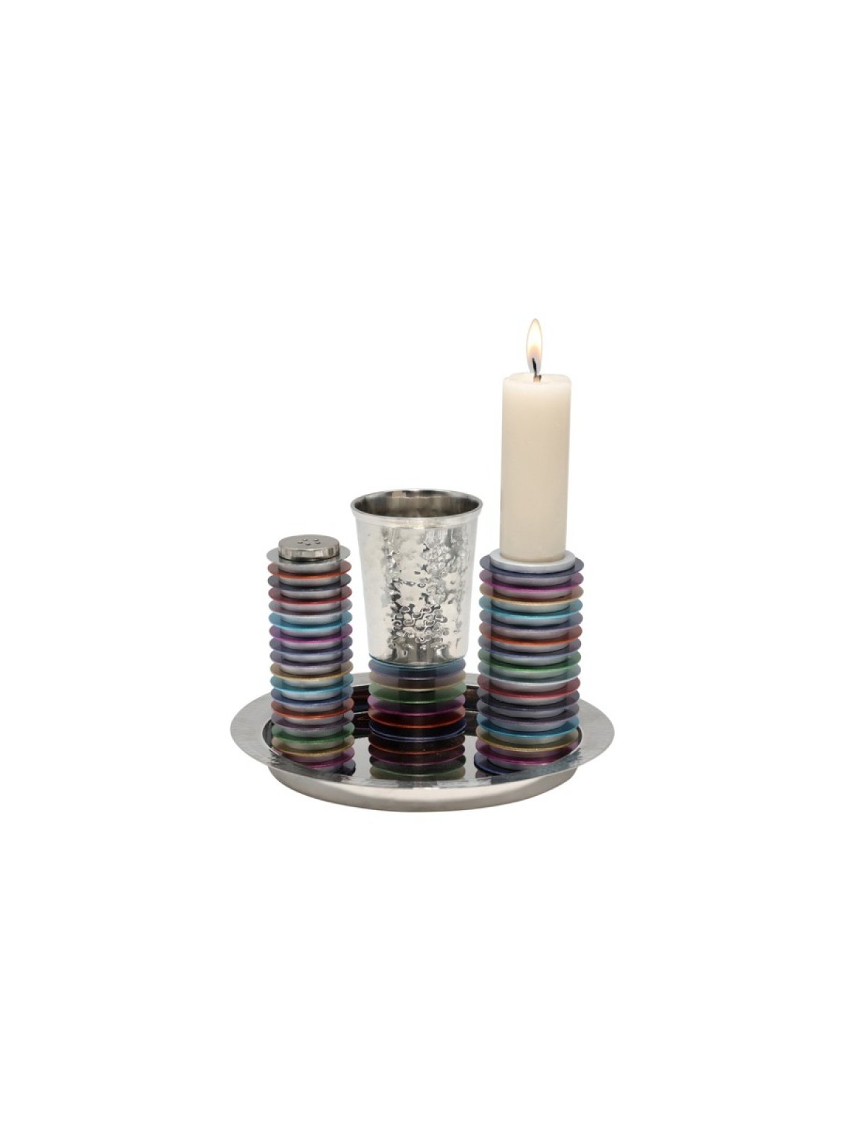 Yair Emanuel Contemporary 4 Piece Havdalah Set Stac... | Havdalah Sets