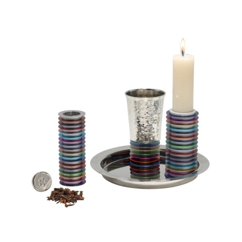 Yair Emanuel Contemporary 4 Piece Havdalah Set Stac... | Havdalah Sets