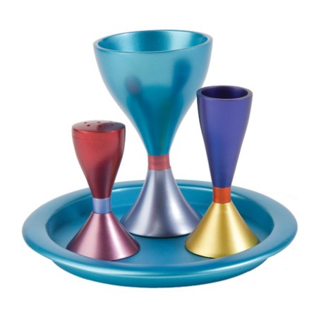 Yair Emanuel Contemporary Anodized Aluminum 4 Piece... | Havdalah Sets
