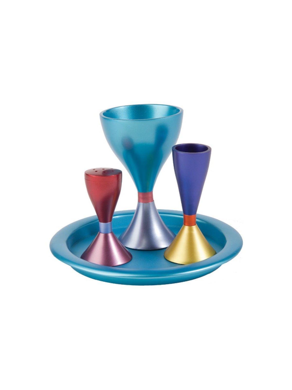 Yair Emanuel Contemporary Anodized Aluminum 4 Piece... | Havdalah Sets