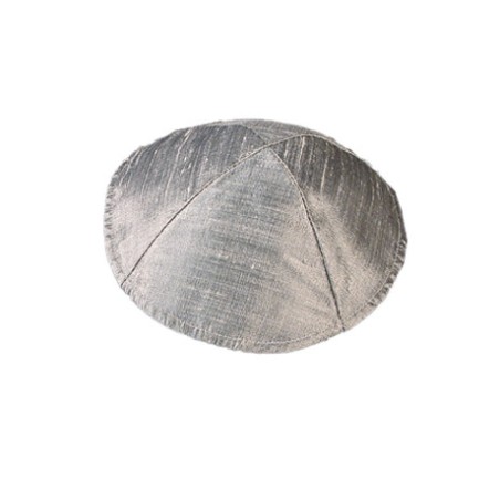 Yair Emanuel Basic Raw Silk Kippah Silve... | Kippot & Hats by Emanuel