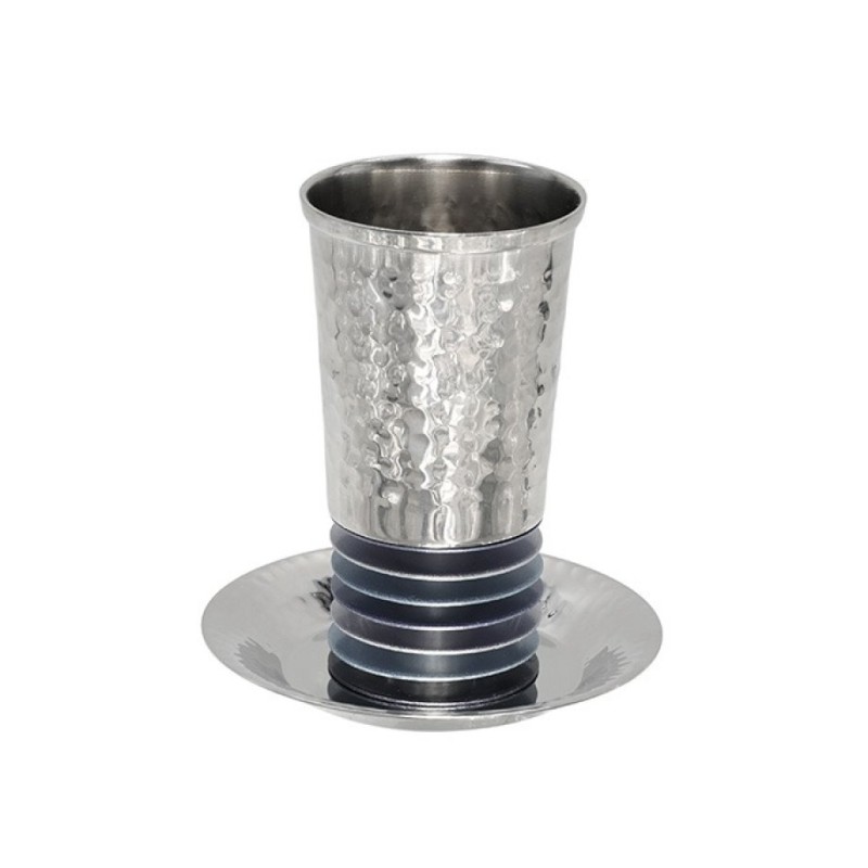 Yair Emanuel Kiddush Cup Set Hammered wit... | Kiddush Cups by Emanuel