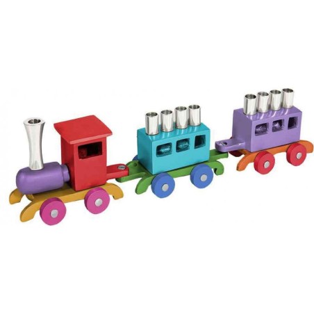 Yair Emanuel Anodized Aluminum Childs Train Hanu... | Hanukkah Menorah