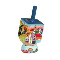 Yair Emanuel Hand Painted Wood Dreidel on Stand Small Je... | Dreidels