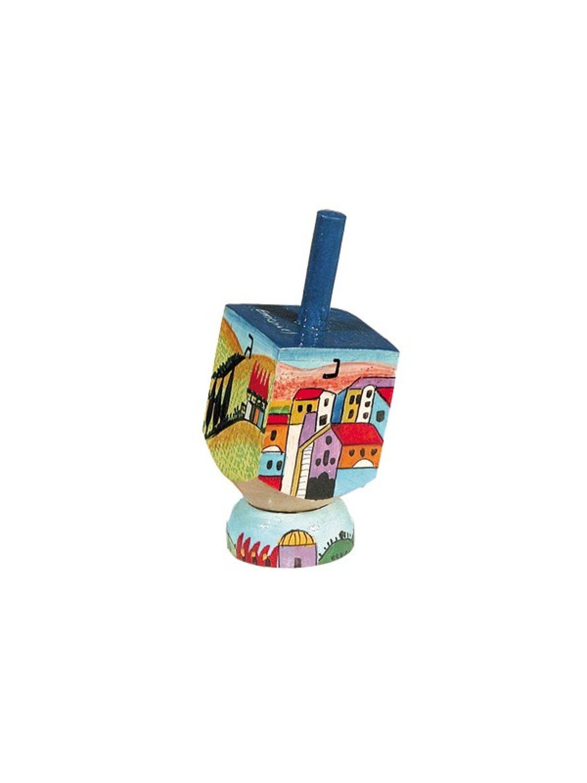 Yair Emanuel Hand Painted Wood Dreidel on Stand Small Je... | Dreidels