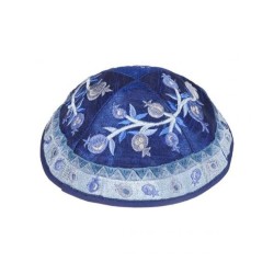 Yair Emanuel Embroidered Kippah Pomegran... | Kippot & Hats by Emanuel