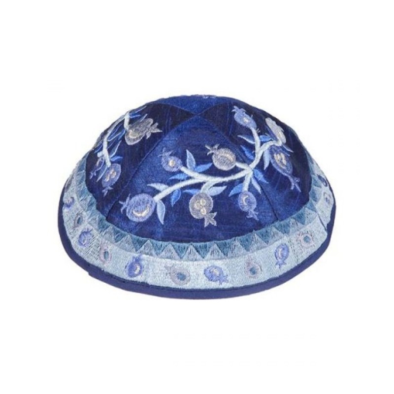 Yair Emanuel Embroidered Kippah Pomegran... | Kippot & Hats by Emanuel