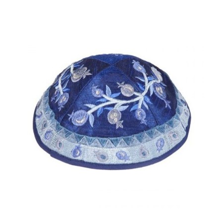 Yair Emanuel Embroidered Kippah Pomegran... | Kippot & Hats by Emanuel
