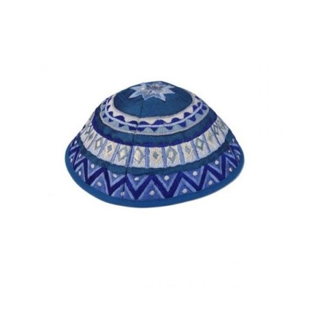 Yair Emanuel Kippah Embroidered Geometri... | Kippot & Hats by Emanuel