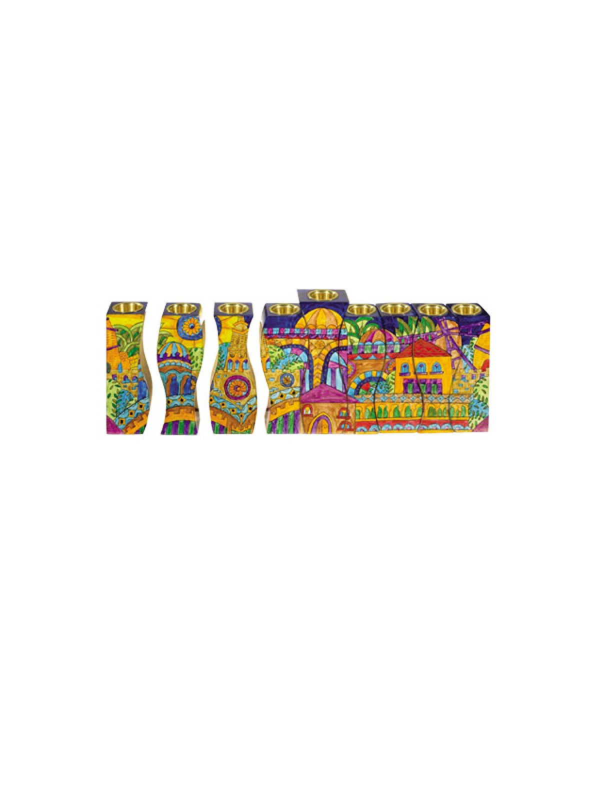 Yair Emanuel Hand Painted Wood Puzzle Hanukkah M... | Hanukkah Menorah