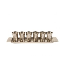 Yair Emanuel Six Hammered Nickel Kiddush ... | Kiddush Cups by Emanuel