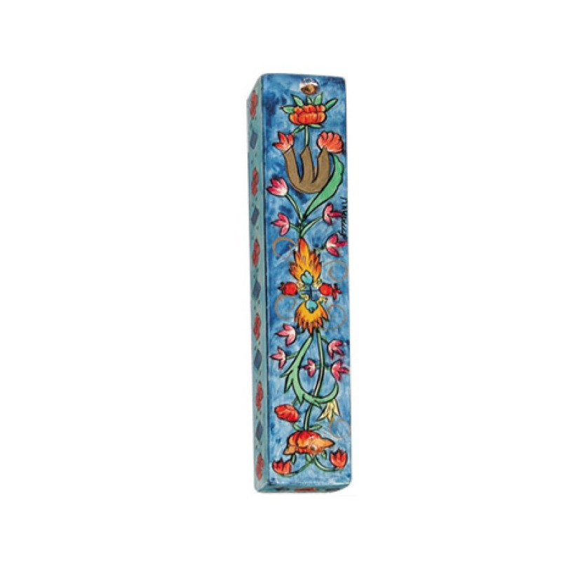 Yair Emanuel Small Hand Painted Wood Mezuzah ... | Mezuzahs by Emanuel
