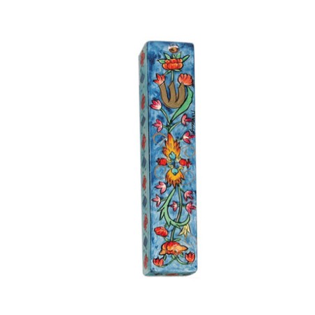 Yair Emanuel Small Hand Painted Wood Mezuzah ... | Mezuzahs by Emanuel