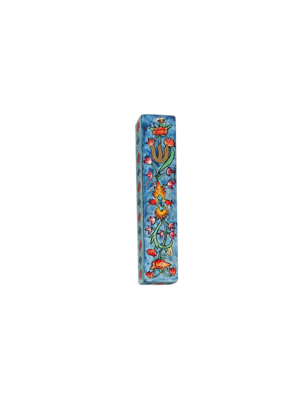 Yair Emanuel Small Hand Painted Wood Mezuzah ... | Mezuzahs by Emanuel