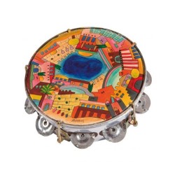 Tambourin en cuir peint à la main Yair Emanuel... | Idées cadeaux par Emanuel