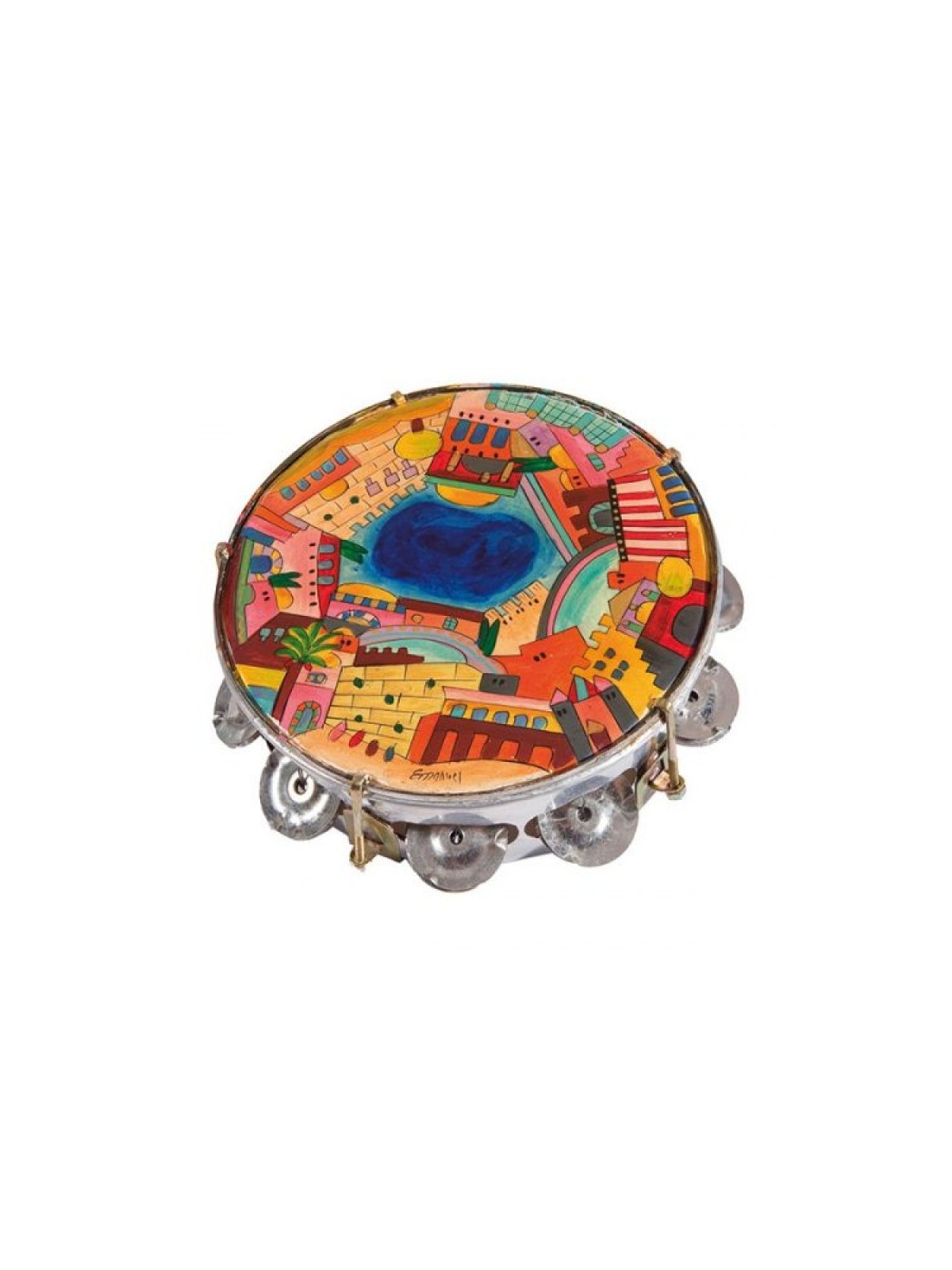 Yair Emanuel Hand Painted Leather Tambourin... | Gift Ideas by Emanuel