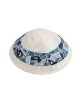 Yair Emanuel Embroidered Kippah Blue Geo... | Kippot & Hats by Emanuel