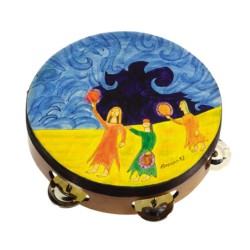 Tambourin en cuir peint à la main Yair Emanuel... | Idées cadeaux par Emanuel