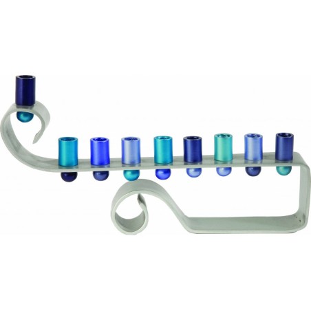 Yair Emanuel Curling Curves Anodized Aluminum Ha... | Hanukkah Menorah