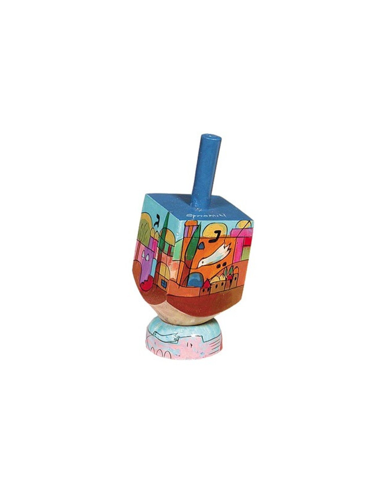 Yair Emanuel Hand Painted Wood Dreidel on Stand Small Je... | Dreidels