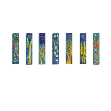 Set of 7 Yair Emanuel Small Wooden Hand Paint... | Mezuzahs by Emanuel