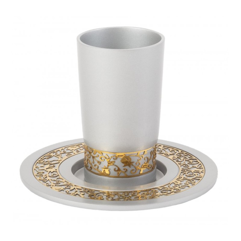 Yair Emanuel Kiddush Cup and Plate Gold P... | Kiddush Cups by Emanuel