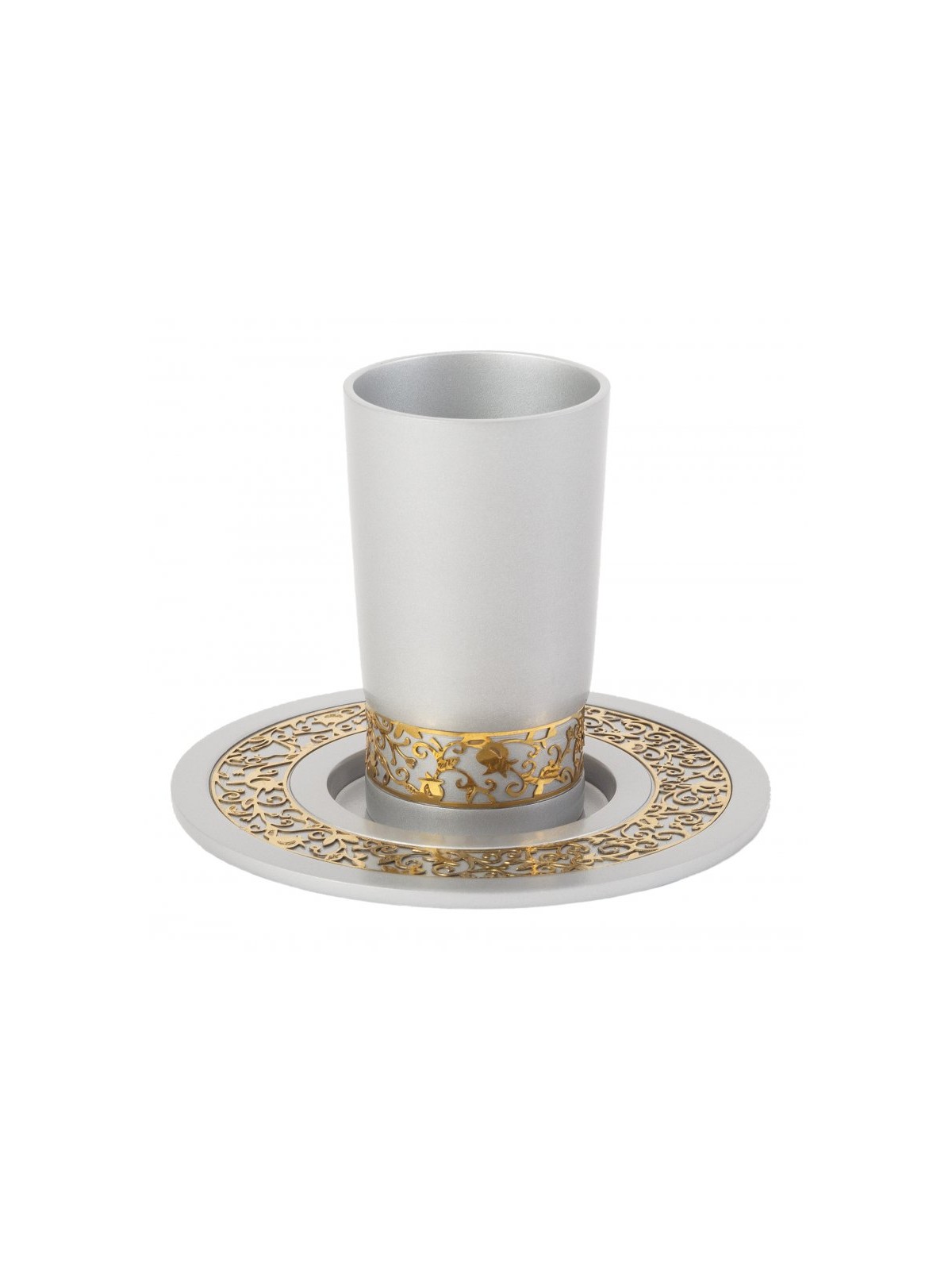 Yair Emanuel Kiddush Cup and Plate Gold P... | Kiddush Cups by Emanuel