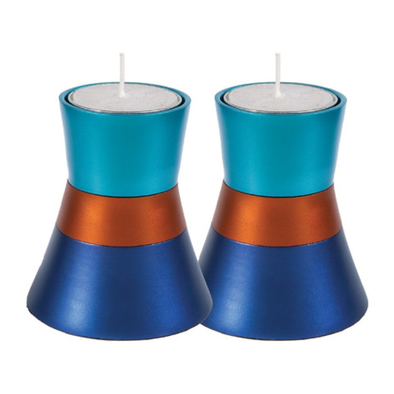 Yair Emanuel Small Anodized Aluminum Candlesticks Si... | Candlesticks