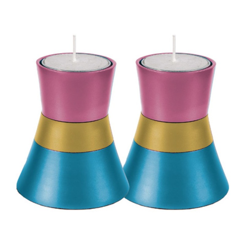 Yair Emanuel Small Anodized Aluminum Candlesticks Si... | Candlesticks