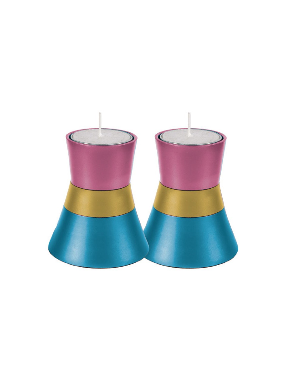Yair Emanuel Small Anodized Aluminum Candlesticks Si... | Candlesticks