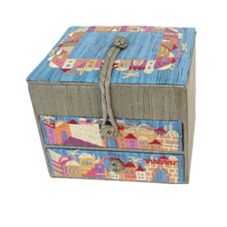 Yair Emanuel Wood Fabric Embroidered Blue G... | Gift Ideas by Emanuel