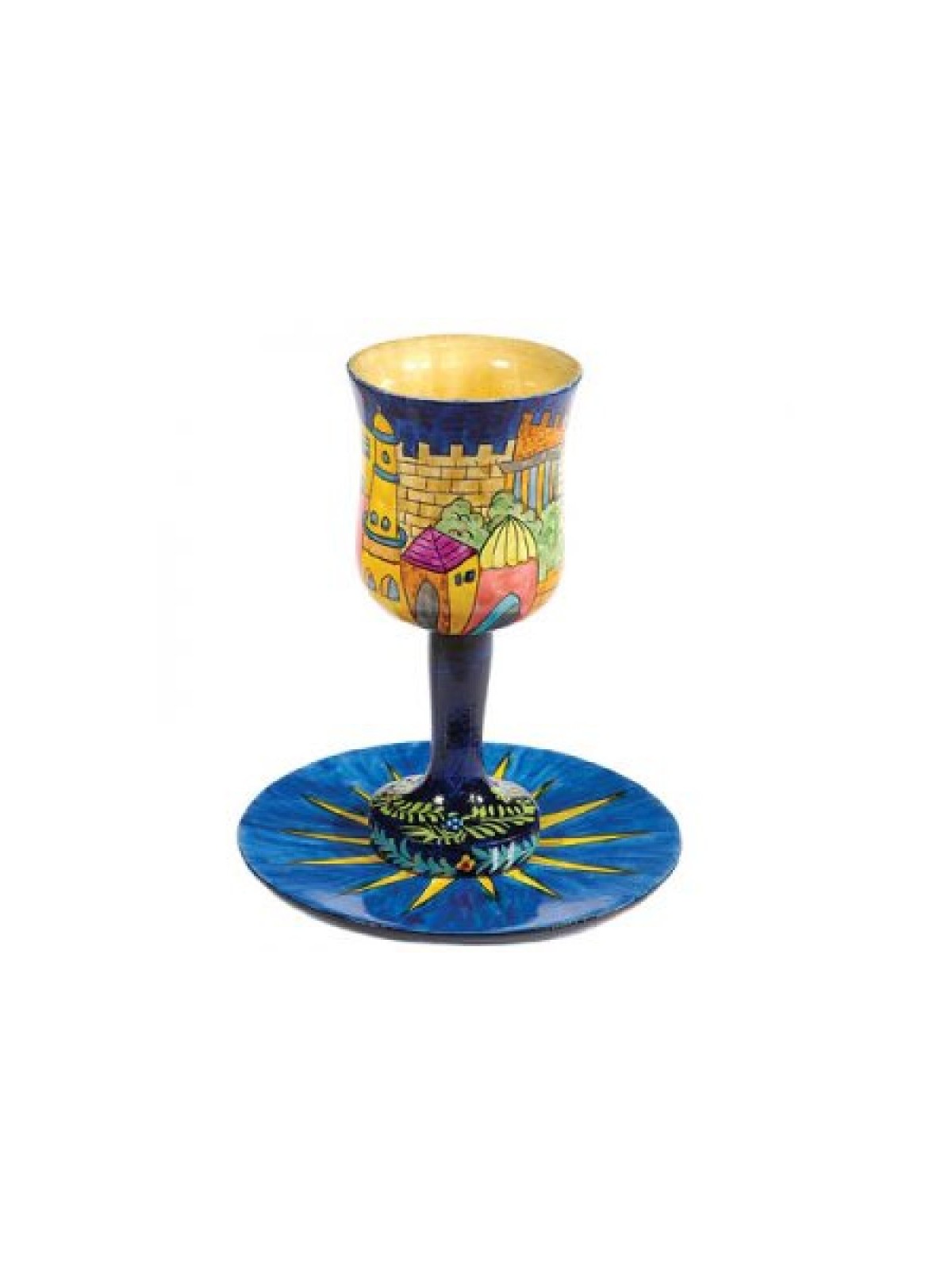 Yair Emanuel Hand Painted Wood Stem Kiddu... | Kiddush Cups by Emanuel