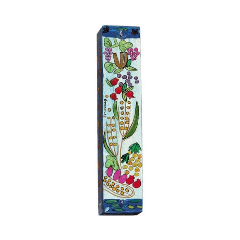 Yair Emanuel Large Hand Painted Wood Mezuzah ... | Mezuzahs by Emanuel