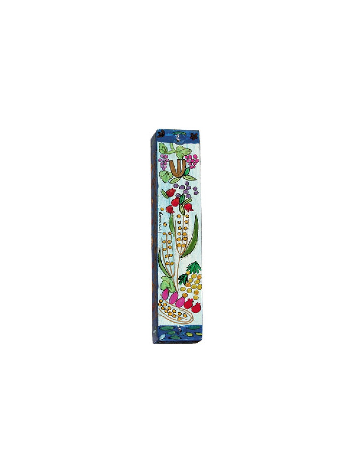 Yair Emanuel Large Hand Painted Wood Mezuzah ... | Mezuzahs by Emanuel