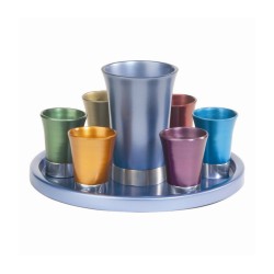 Yair Emanuel Aluminum Kiddush Goblet and Six Cups wi... | Kiddush Cups
