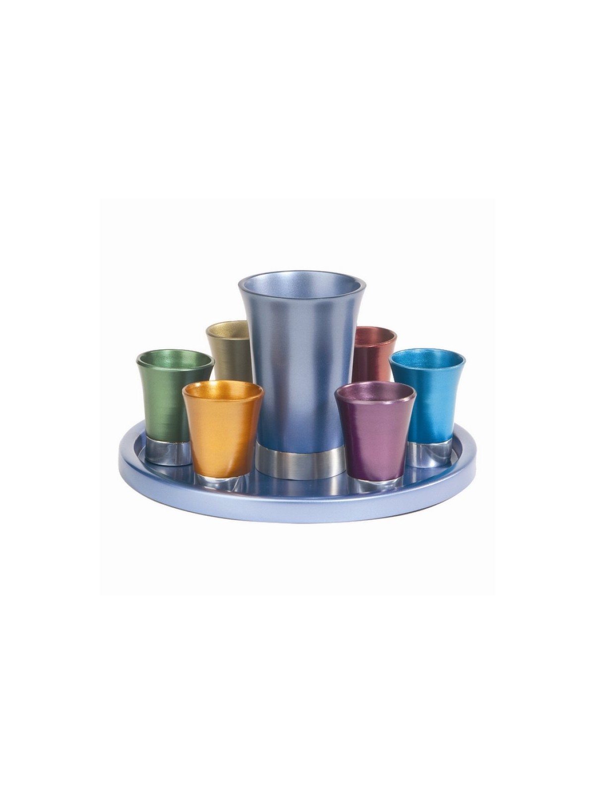 Yair Emanuel Aluminum Kiddush Goblet and Six Cups wi... | Kiddush Cups
