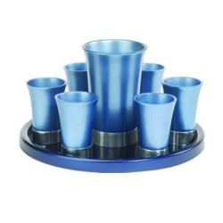 Yair Emanuel Aluminum Kiddush Goblet and Six Cups wi... | Kiddush Cups