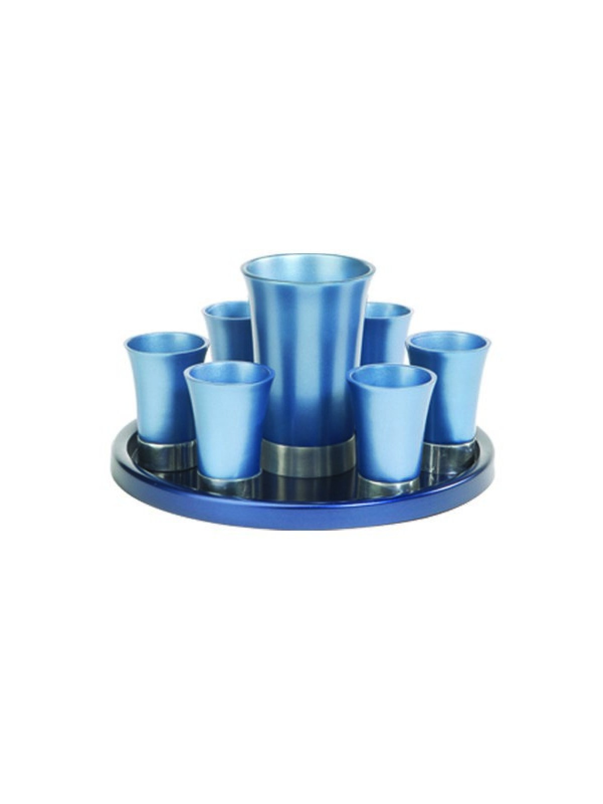 Yair Emanuel Aluminum Kiddush Goblet and Six Cups wi... | Kiddush Cups