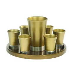 Yair Emanuel Aluminum Kiddush Goblet and Six Cups wi... | Kiddush Cups