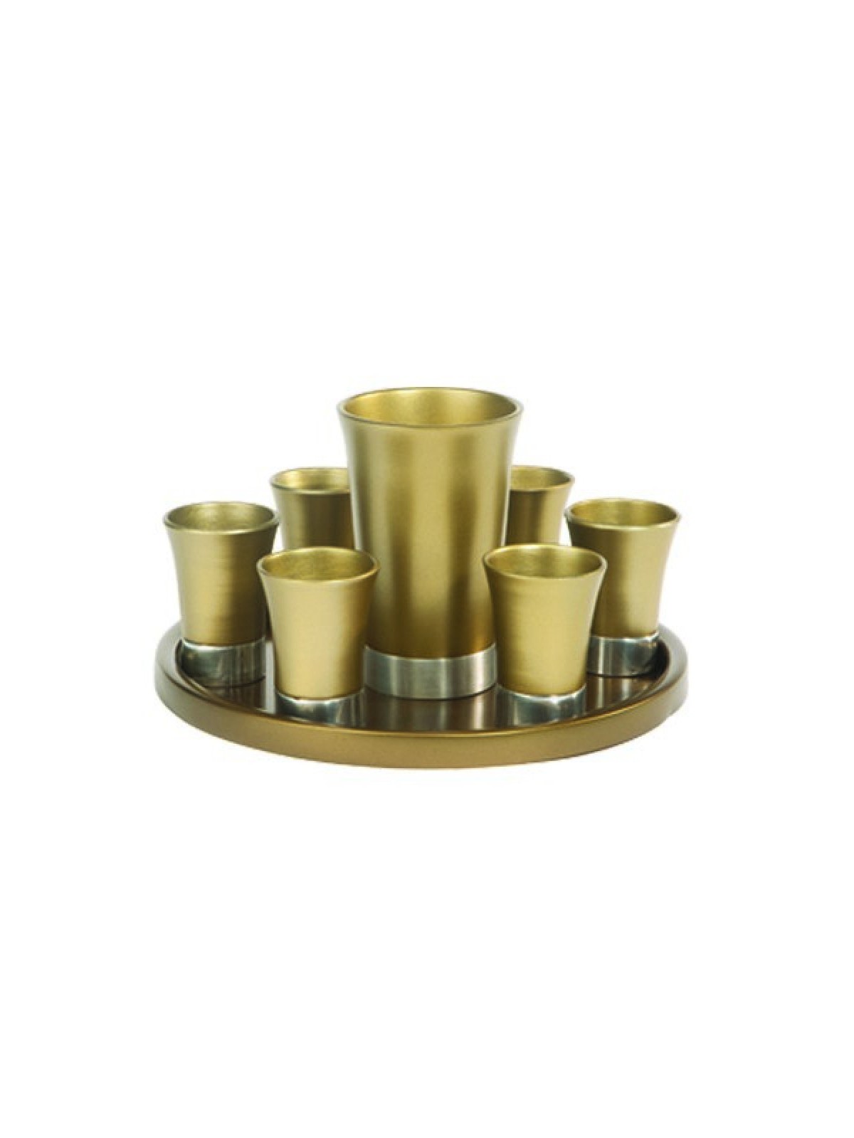 Yair Emanuel Aluminum Kiddush Goblet and Six Cups wi... | Kiddush Cups