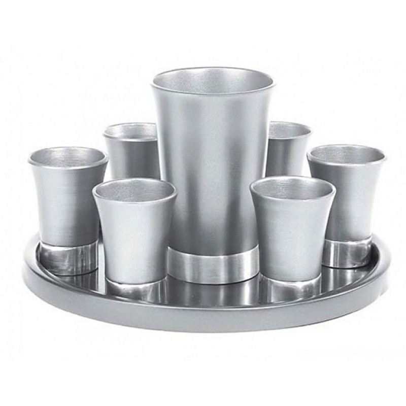 Yair Emanuel Aluminum Kiddush Goblet and Six Cups wi... | Kiddush Cups