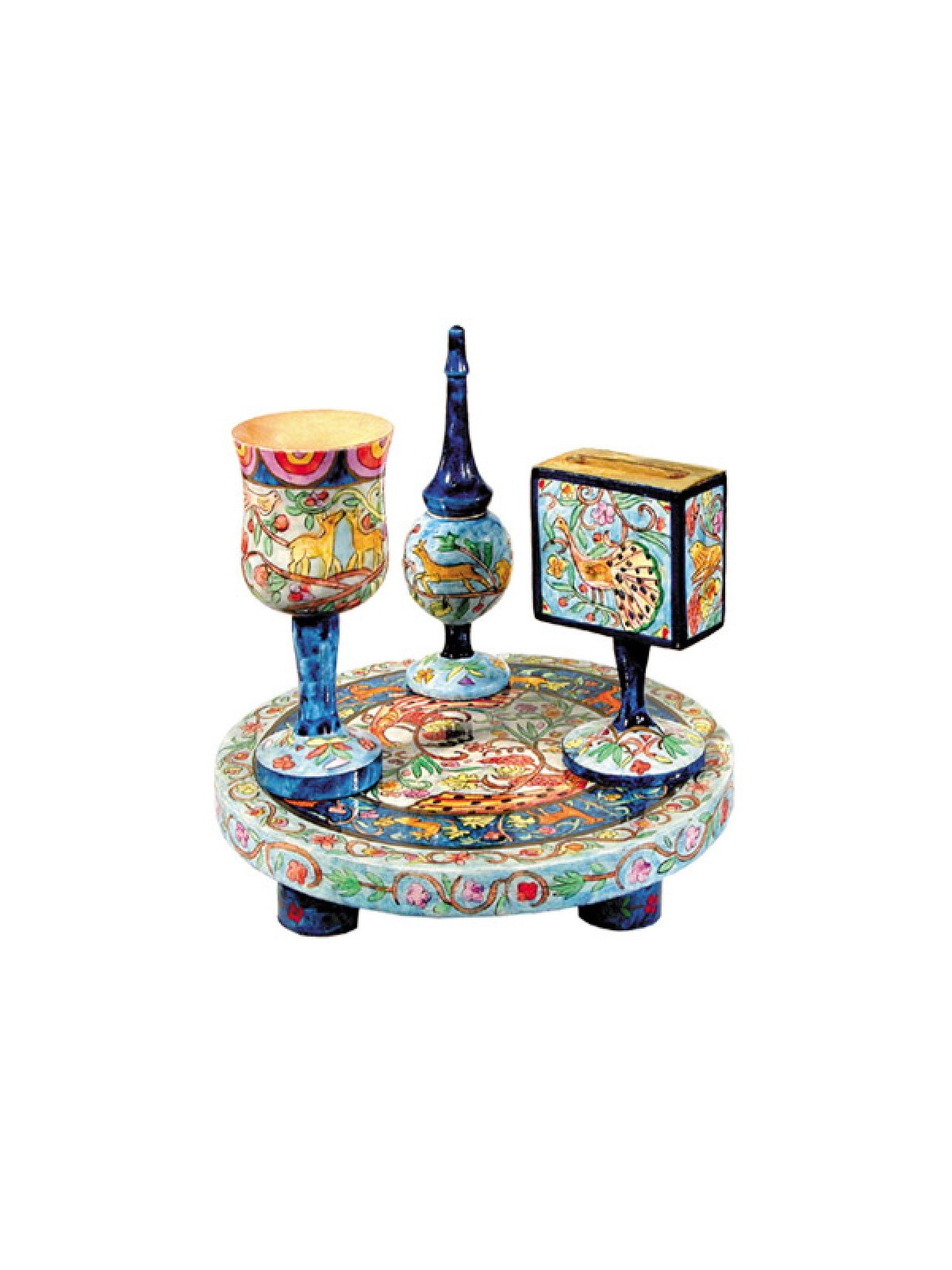 Yair Emanuel Hand Painted 4 Piece Wood Havdalah Set... | Havdalah Sets