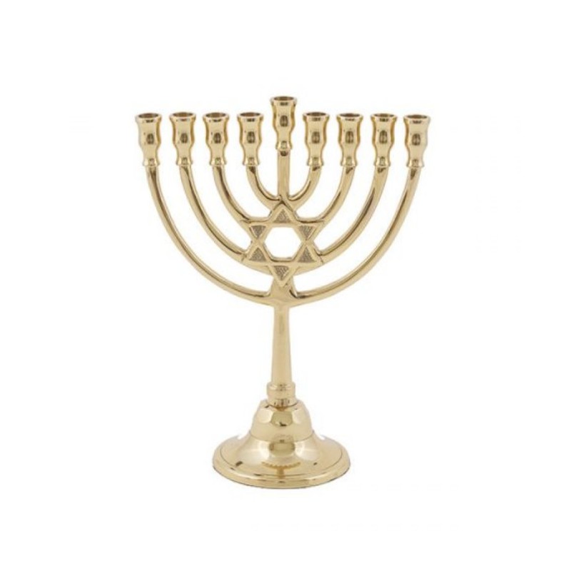 Yair Emanuel Classic Glossy Hanukkah Menorah wit... | Hanukkah Menorah