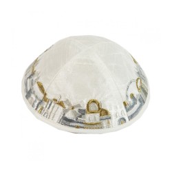 Yair Emanuel Kippah White with Embroider... | Kippot & Hats by Emanuel
