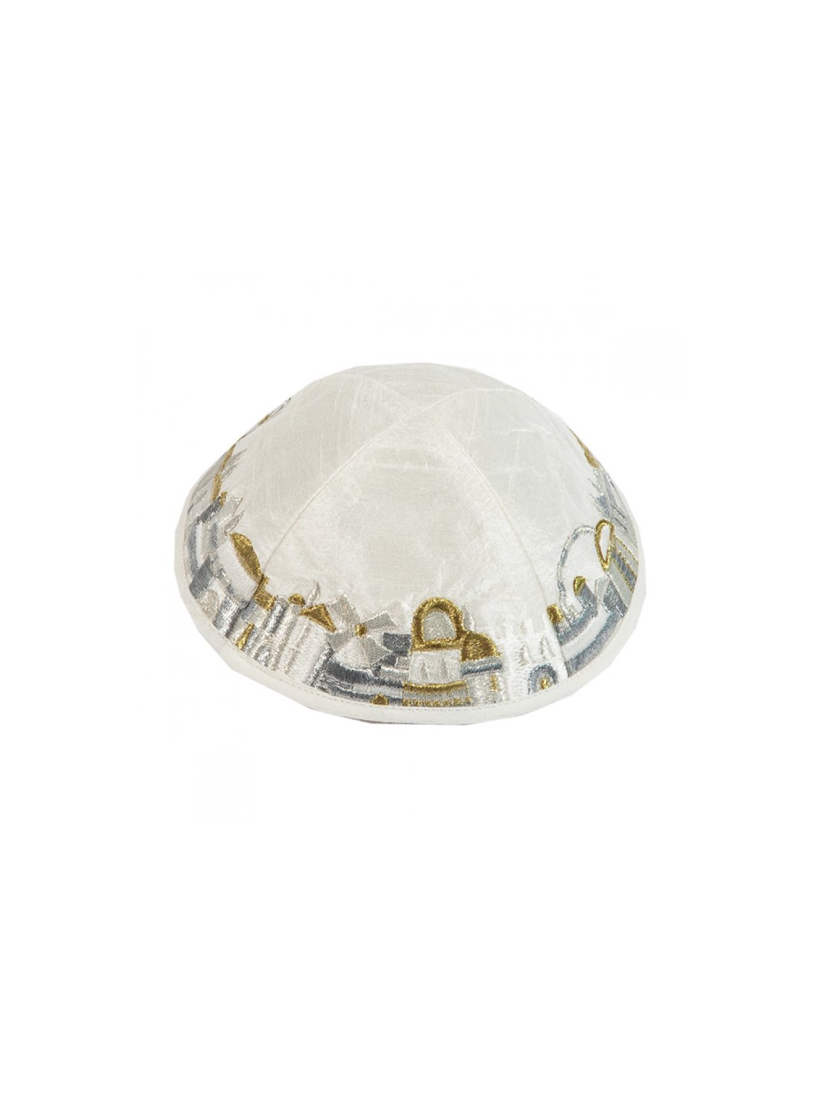 Yair Emanuel Kippah White with Embroider... | Kippot & Hats by Emanuel