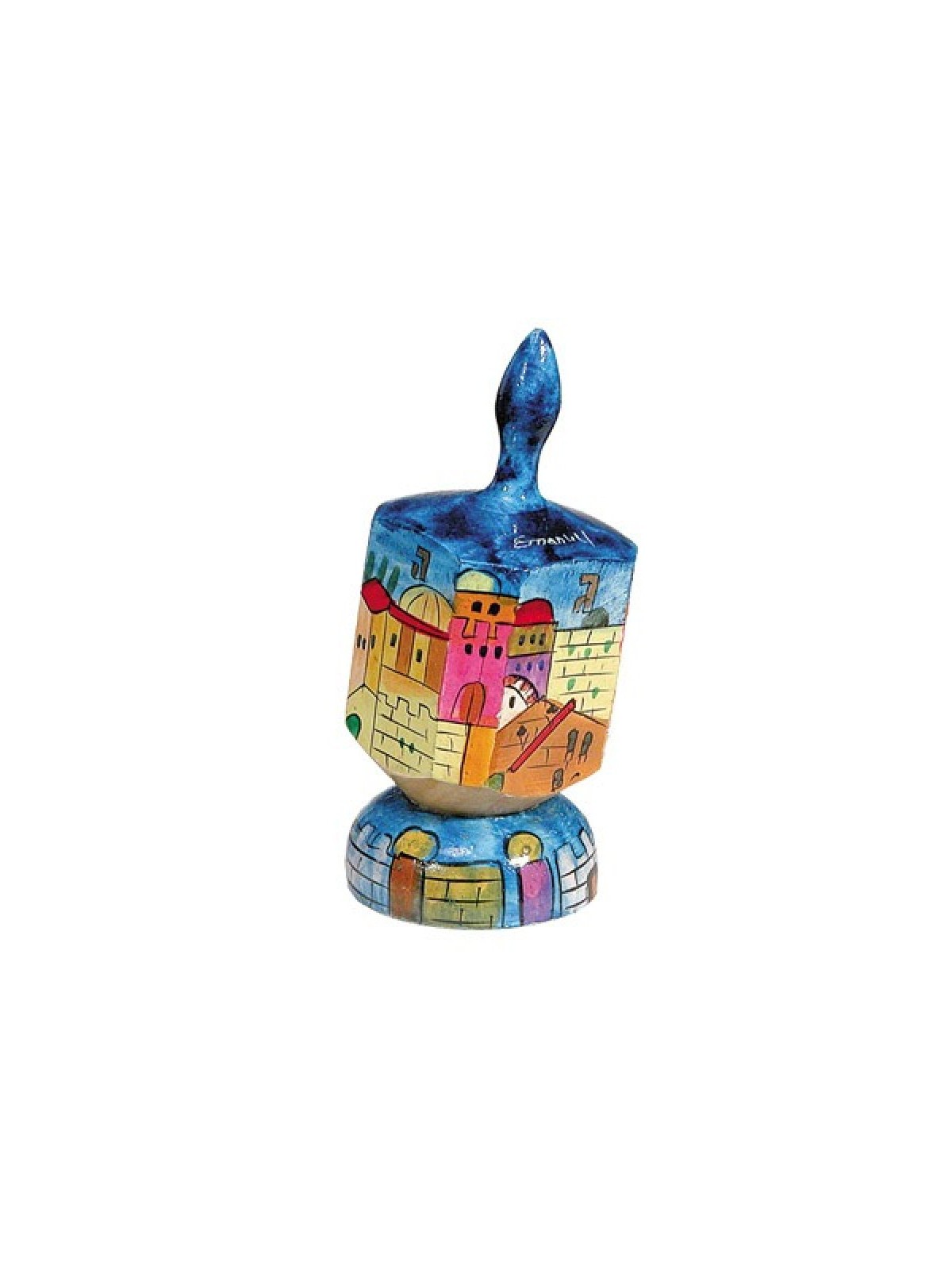 Grand Dreidel en bois peint à la main sur pied Yair Emanuel... | Dreidels